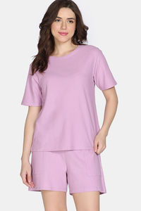 Zivame 2 Mile Fashion Knit Cotton Loungewear Set - Mauve Mist — thumbnail 3